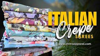 #737 New Designer #italiancrepe #silk Sarees #printedsaree by Chitra Fashions in Best #price