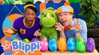 Blippi's Playdate! BRAND NEW Series | Dinosaur Egg Hunt | Vehicle Videos for Kids | Moonbug Kids