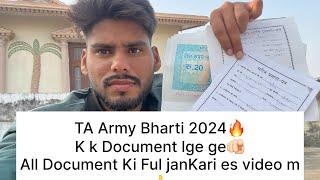 Document TA Army Bharti 2024Ta Bharti Document  M K Lge ge kit bnh ga Sari jankari h es video m 