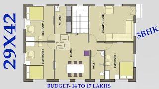 29X42 HOUSE PLAN || 29X42  BUILDING PLAN || 1213 SQFT GHAR KA NAKSHA || 3 BHK HOUSE PLAN