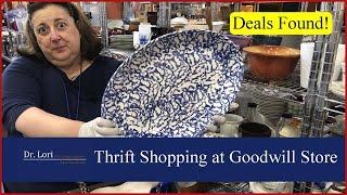 Deals Found Shopping! Spongeware, Amber Glass, Stangl, Crystal, Baskets - Thrift with Dr. Lori