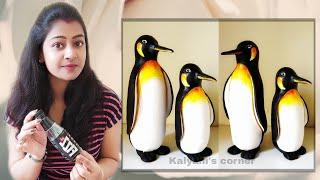 Penguin craft from plastic bottle | Plastic bottle craft ideas | wall putty craft |best out of waste