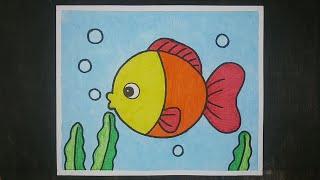 儿童简笔画 - 一条小鱼 / 每 天一幅简笔画116 / 零基础学画画 / Painting and coloring - A little fish