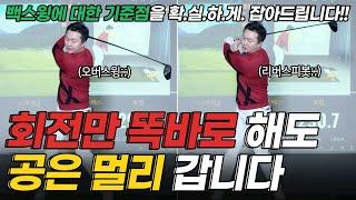 회전만 똑바로 해도 40m가 더 나갑니다!! 백스윙 제대로 하는 법