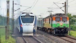 FAST AND FURIOUS 260Kmph Crossing VANDE BHARAT crosses Amritsar mail+Padatik+ Barmer SF+RJPB SF - IR