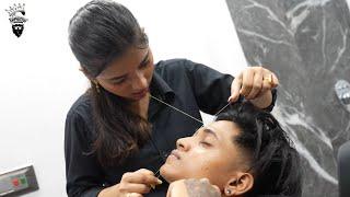 TRANDING EYEBROW SHAPE BY FEMALE BARBER | THREADING | RAINBOW BEAUTY AND TATTOO