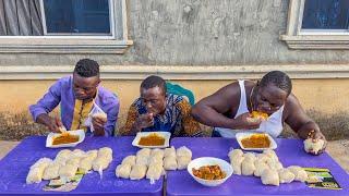 Fufu Eating Competition - 3 men vs 39 wraps of fufu - Oji is back