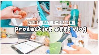 A week in the life studying, iced coffee, kdramas & foodRelaxing aesthetic vlog 