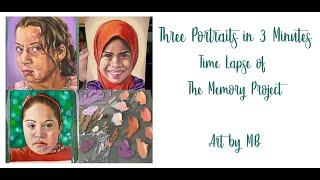 3 Portraits in 3 minutes : Time lapse oil paintings