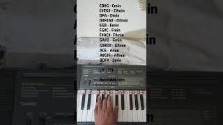 Chords Exercise (11) - All Minor Chords in Block Form #piano #harmoniumnotes #pianonotes #keyboard