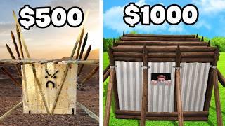 Surviving Inside Homemade Micro Bunkers! $500 vs $1000