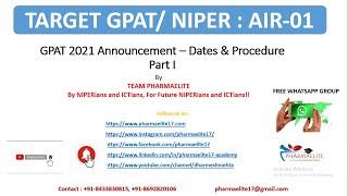 GPAT 2021 Announcement - Dates & Procedures : Part-I