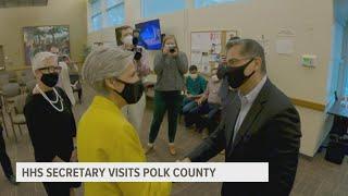 HHS secretary's Polk County visit met with increasing COVID-19 vaccinations, hospitalizations