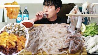 Raw squid! Fresh seafood MUKBANG REALSOUND ASMR EATINGSHOW