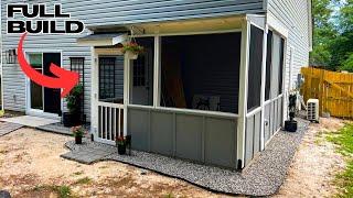 How I Built A DIY Screened In Patio Full Exterior Build