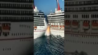 Two ships lose control and collide head-on at sea #@FBDartist