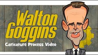 Walton Goggins (Cooper Howard from Fallout) Caricature art drawing process tutorial timelapse