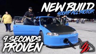 400HP K24 EG Hatch Makes A 9 Second Pass On Its First Hit! No Turbo Required