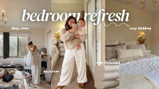 BEDROOM REFRESH 🫧 declutter & deep clean, new furniture, SO SATISFYING