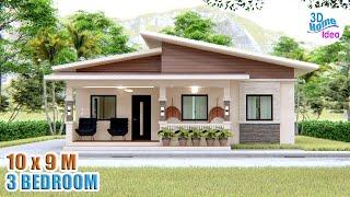 (10 x 9 Meters) Elegant House Design Idea with 3 Bedroom Cozy House