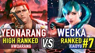 T8  YEONARANG (Hwoarang) vs WECKA (#7 Ranked Xiaoyu)  Tekken 8 High Level Gameplay