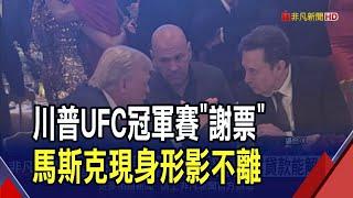 川普現身UFC冠軍賽"YMCA"一下現場嗨 馬斯克前進政壇...銀行盼收購X案百億美元貸款能解套｜非凡財經新聞｜20241117