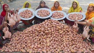 100KG Potato Cooking with Chicken for 400+ People | Village Feast in Bangladesh!