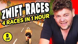 I Rode 4 ZWIFT RACES in 1 HOUR!  - Cat D Zwift Racing - Tiny Races