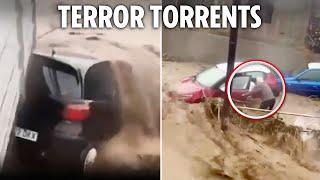 Flash floods ravage Spain, turning roads to rivers & washing cars away