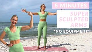 5 MIN SUPER SCULPTED TONED ARMS - Pilates Arm Workout, No Equipment Arm Workout Standing