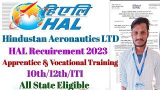 HAL, Kanpur Recuiremet 2023  | Hindustan Aeronautics LTD Recruitment 2023 | Apprenticeship -12th/ITI