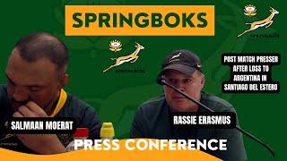 SPRINGBOKS:  Rassie Erasmus on the Bok loss to Argentina in Santiago del Estero