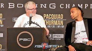 DAMN! FREDDIE ROACH TELLS KEITH THURMAN TO HIS FACE "MANNY IS GONNA DESTROY YOU!"