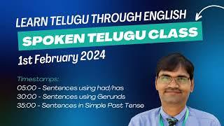 Telugu Class - 1st February 2024 | Spoken Telugu Class in English | Learn Telugu through English