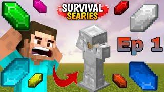 Full Iron Armor Achieved in Minecraft Lucky Gems Survival Ep. 1!