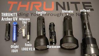 UV Lights Are NOT Equal (Thrunite, Olight, Nitecore, Fenix, Escolite, Darkbeam, Glossday, & uvBeast)