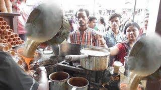 Busy Tea Stall in Kolkata Market | Popular Street Drink in India |Street Food 2017|Roadside Tea Shop