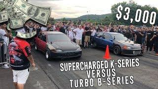 Grudge Street Race: Supercharged vs Turbo Honda Civics