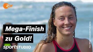 Leonie Beck holt Gold im Freiwasserschwimmen über 10 km | Schwimm-EM Rom | sportstudio