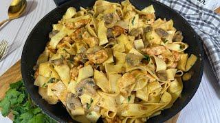 Pasta with chicken and mushrooms