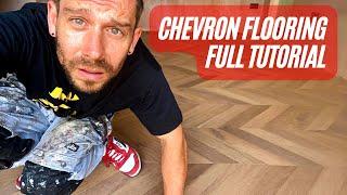 Chevron flooring installation on underlay. Full Tutorial.