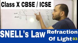 Snell's Law : Class X CBSE / ICSE : Refraction Of Light 03