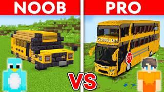 NOOB vs PRO: SCHOOL BUS House Build Challenge in Minecraft