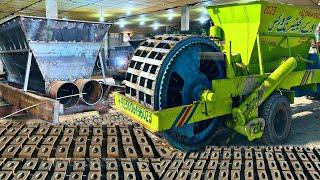 Manufacturing Process of Bricks Making Machine With  4 Moulds Rows || Mobile Bricks Machine