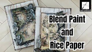 How to BLEND Rice Paper with Paint on a Canvas –DECOUPAGE TUTORIAL