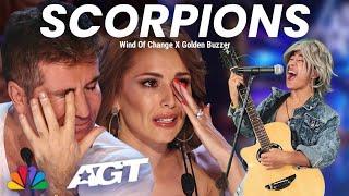 Golden Buzzer : Simon Cowell criying when he heard the song Scorpione with an extraordinary voice