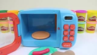 Just Like Home Toy Microwave Oven Play Kitchen & Play Doh Steak Chicken Dinner! Baby Toys