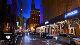 I ️ NY - Walks and the City, Park Avenue at Night, Walking Tour 4K