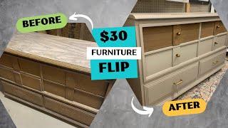 MCM Dresser Makeover/ $30 Furniture Flip for PROFIT