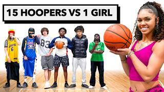 15 HOOPERS VS 1 GIRL: Basketball Edition